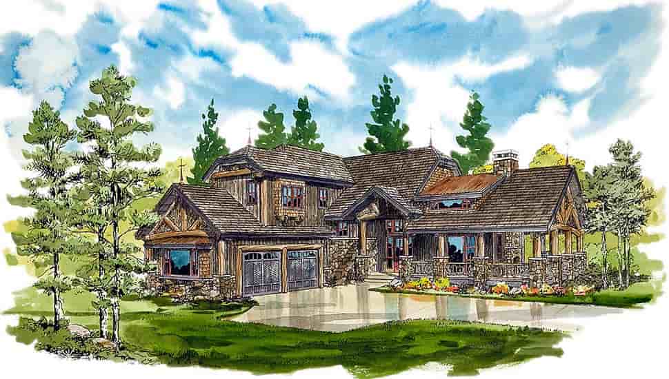 Country, Log House Plan 43265 with 3 Beds, 4 Baths, 2 Car Garage Picture 4