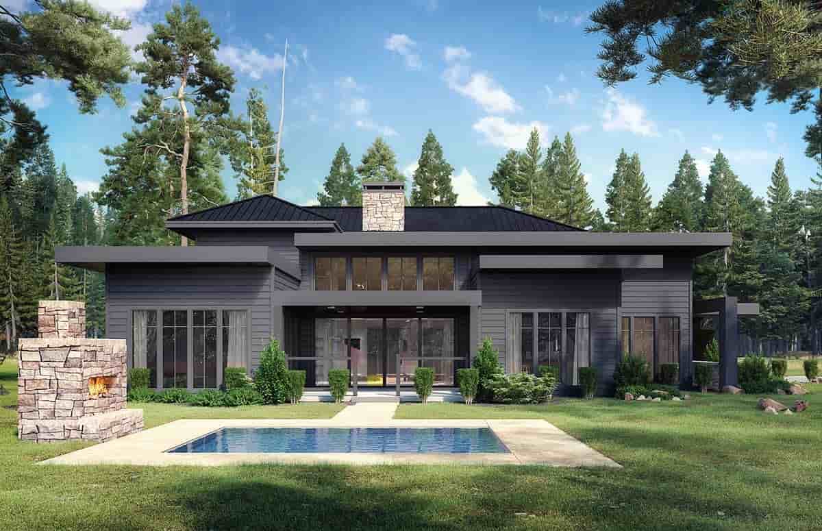 Contemporary, Modern House Plan 43269 with 4 Beds, 4 Baths, 2 Car Garage Picture 1