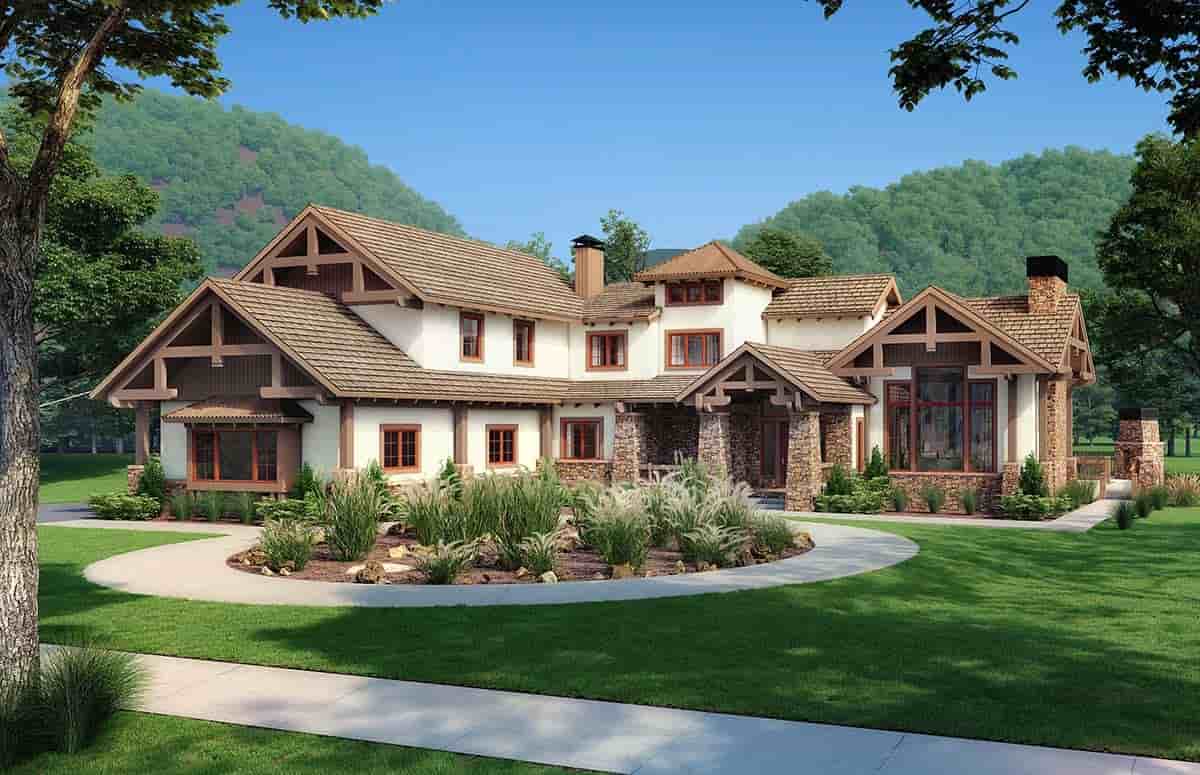 Craftsman, Southwest House Plan 43270 with 3 Beds, 4 Baths, 3 Car Garage Picture 1