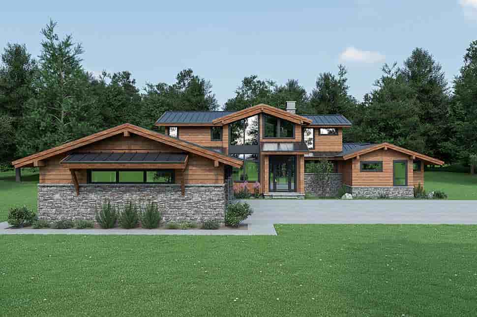 Contemporary House Plan 43610 with 3 Beds, 3 Baths, 3 Car Garage Picture 3