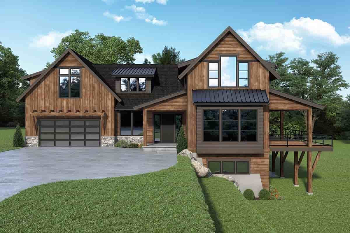 Barndominium, Contemporary, Country House Plan 43616 with 4 Beds, 5 Baths, 2 Car Garage Picture 1