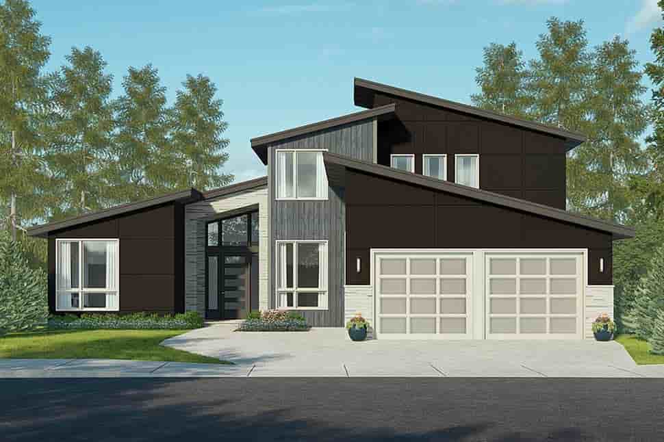 Contemporary, Modern House Plan 43735 with 4 Beds, 4 Baths, 2 Car Garage Picture 3