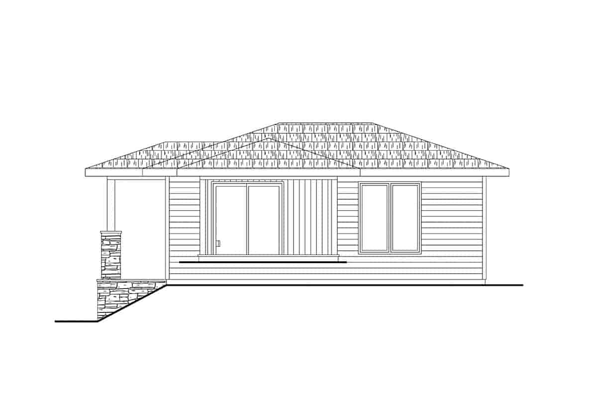 Cottage, Prairie, Traditional House Plan 43766 with 1 Beds, 1 Baths Picture 1