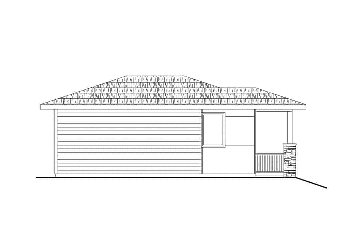 Cottage, Prairie, Traditional House Plan 43766 with 1 Beds, 1 Baths Picture 2