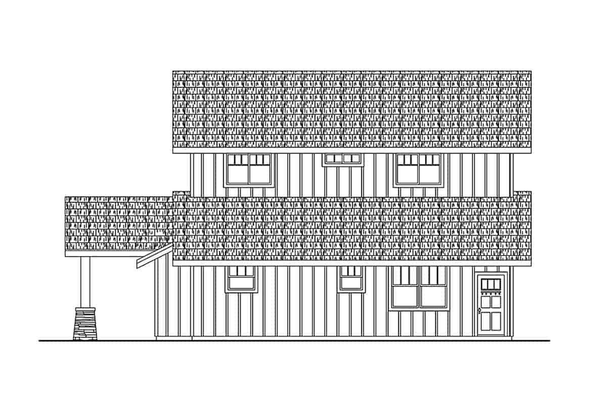 Barndominium, Country, Craftsman, Farmhouse Garage-Living Plan 43795 with 1 Beds, 2 Baths, 4 Car Garage Picture 1
