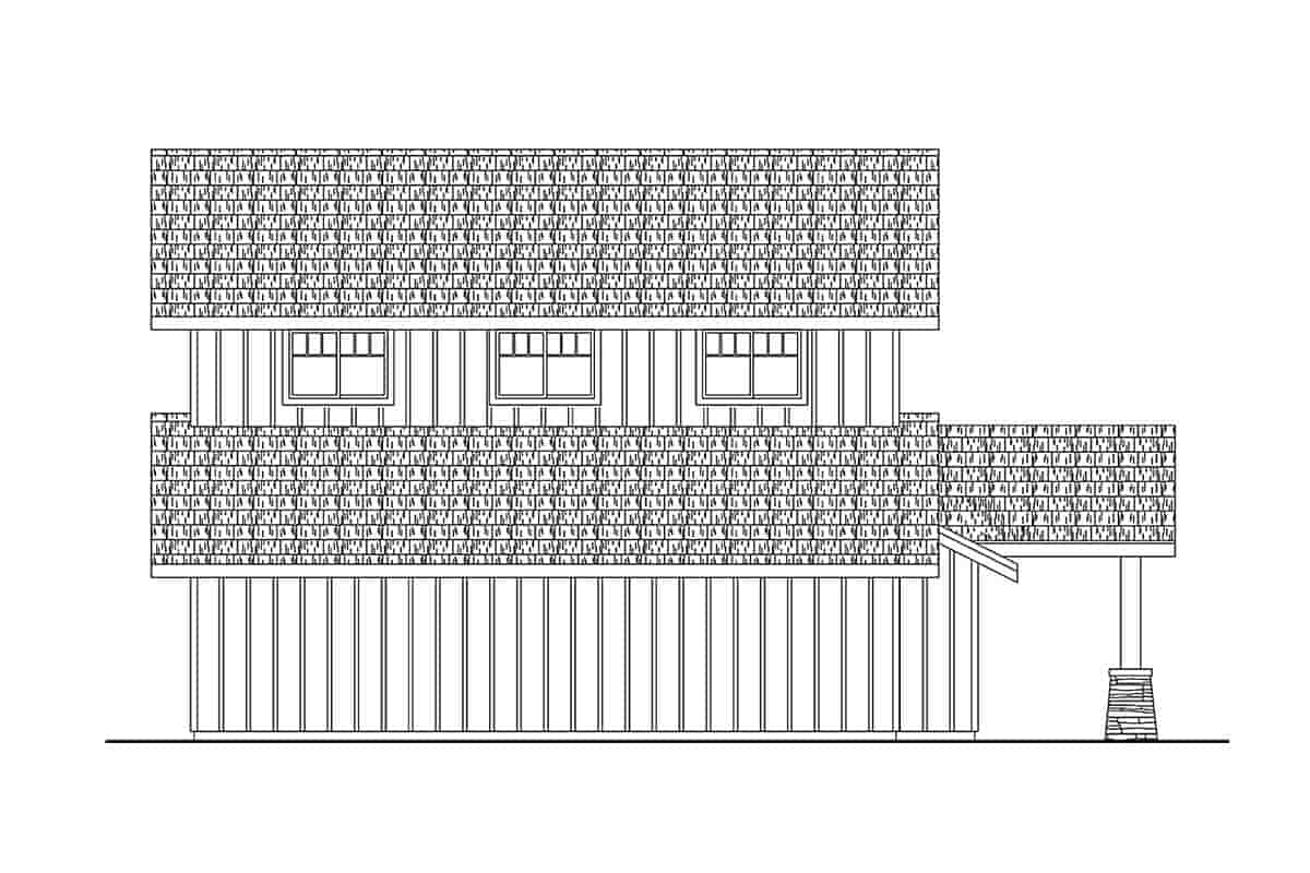 Barndominium, Country, Craftsman, Farmhouse Garage-Living Plan 43795 with 1 Beds, 2 Baths, 4 Car Garage Picture 2