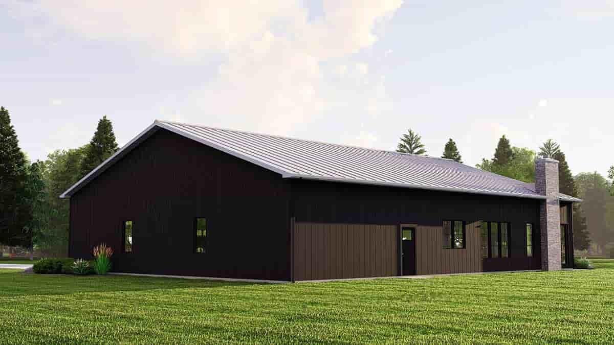 Barndominium, Country House Plan 43900 with 1 Beds, 3 Baths, 2 Car Garage Picture 1