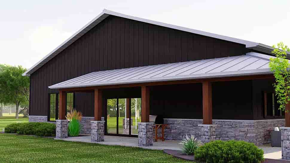 Barndominium, Country House Plan 43900 with 1 Beds, 3 Baths, 2 Car Garage Picture 4