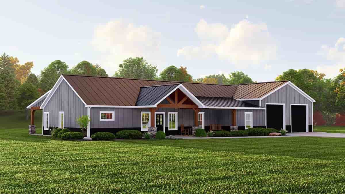 Country, Ranch House Plan 43902 with 3 Beds, 2 Baths, 2 Car Garage Picture 2