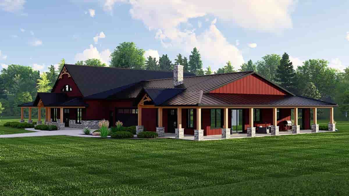 Barndominium, Country Multi-Family Plan 43903 with 5 Beds, 5 Baths, 2 Car Garage Picture 1