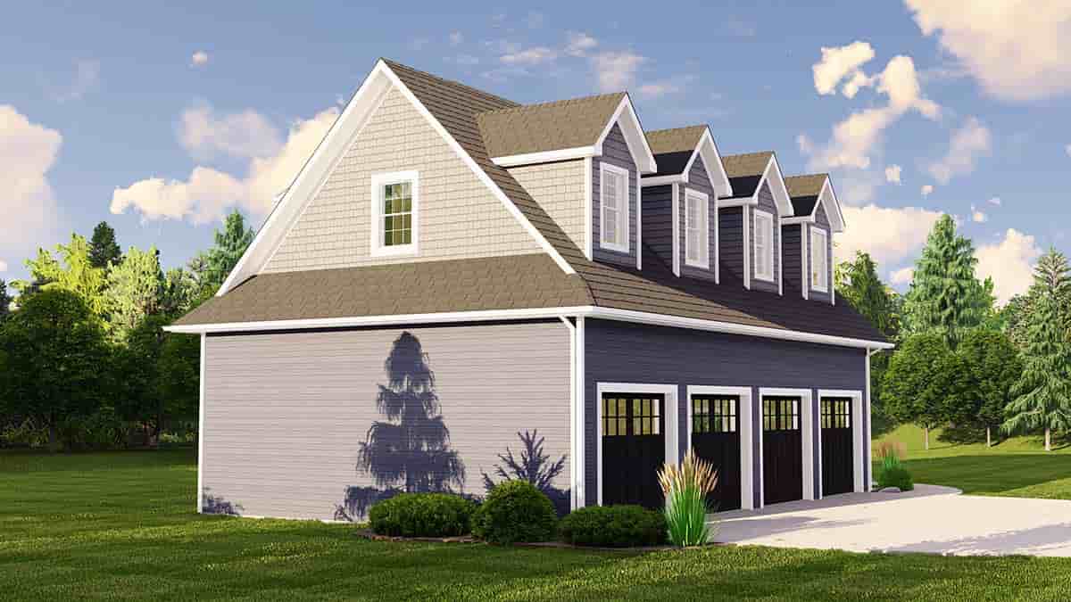 Cottage, Country, Traditional 4 Car Garage Plan 43927 Picture 2