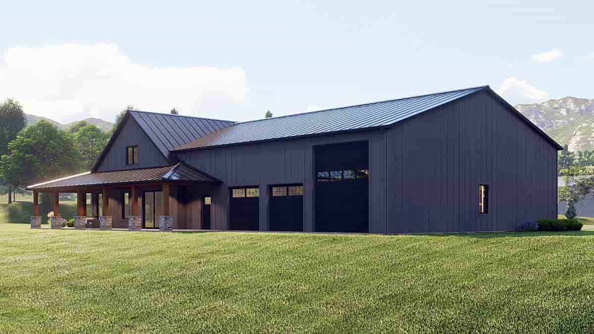Barndominium, Country House Plan 43937 with 3 Beds, 3 Baths, 2 Car Garage Picture 2