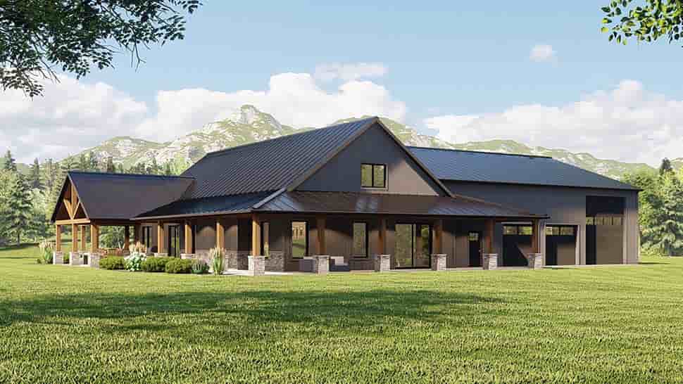 Barndominium, Country House Plan 43937 with 3 Beds, 3 Baths, 2 Car Garage Picture 3