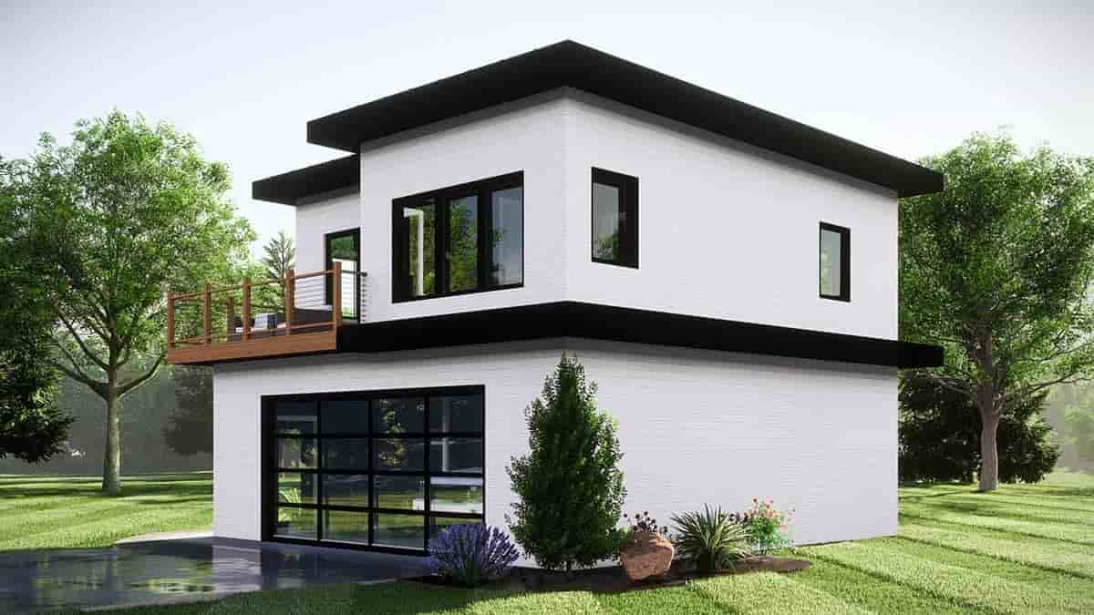 Modern Garage-Living Plan 43941 with 2 Beds, 1 Baths, 2 Car Garage Picture 1