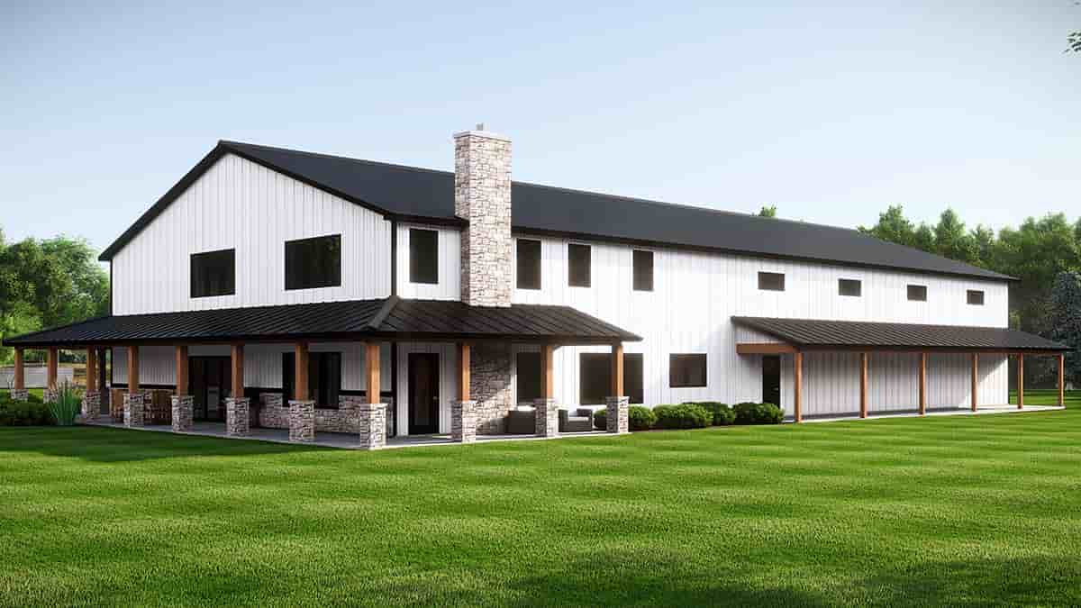 Barndominium House Plan 43951 with 3 Beds, 4 Baths, 4 Car Garage Picture 1