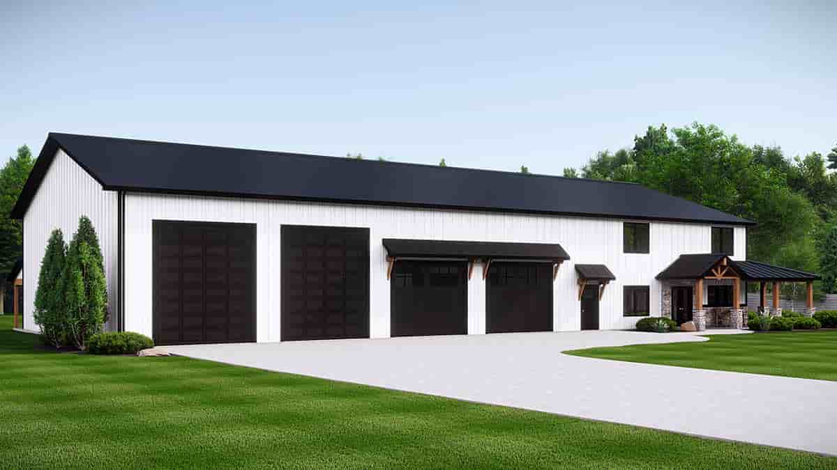 Barndominium House Plan 43951 with 3 Beds, 4 Baths, 4 Car Garage Picture 2