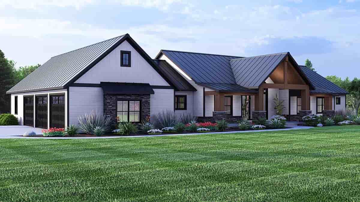 Country, Craftsman, Ranch House Plan 43960 with 3 Beds, 4 Baths, 3 Car Garage Picture 2