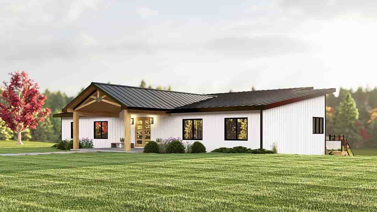 Contemporary, Modern House Plan 43981 with 3 Beds, 2 Baths Picture 1
