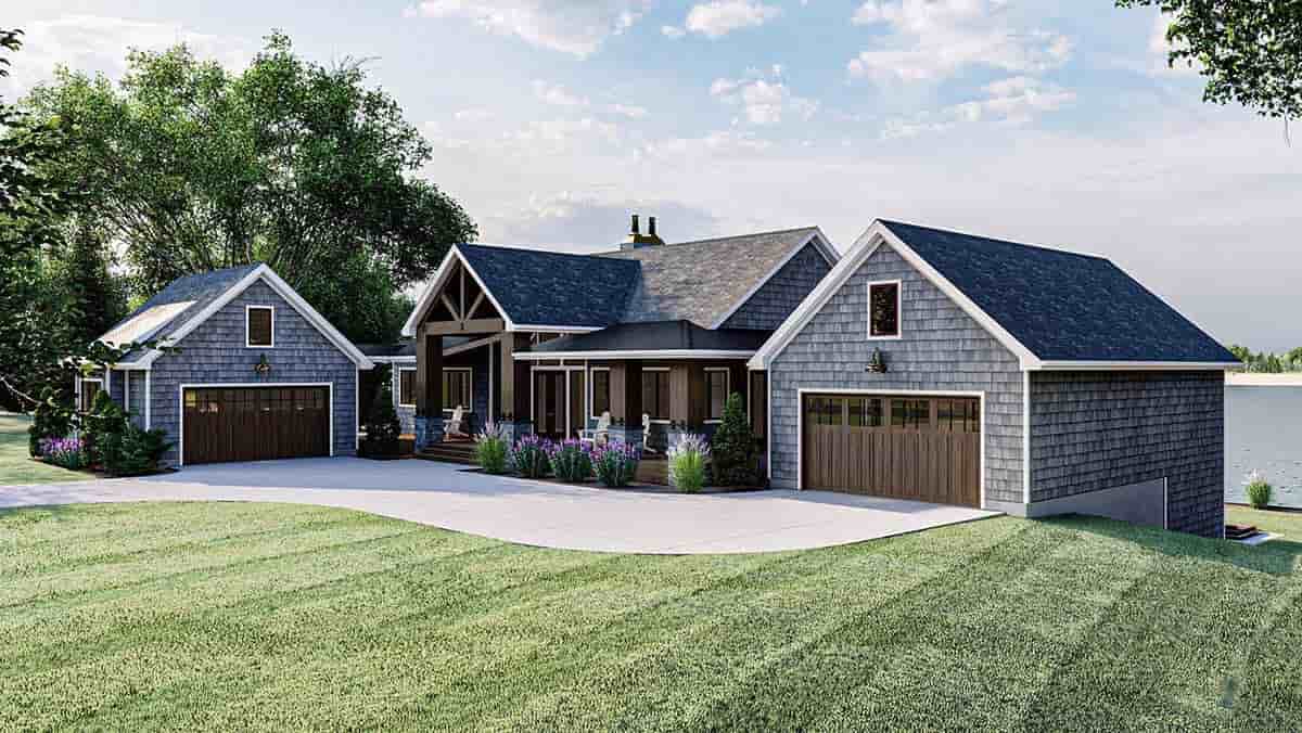 Bungalow, Cottage, Craftsman House Plan 44187 with 2 Beds, 3 Baths, 4 Car Garage Picture 1