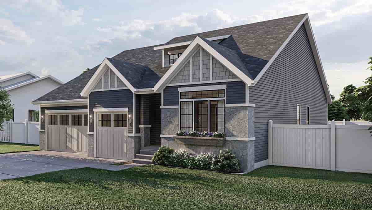 Cottage, Craftsman, Ranch House Plan 44215 with 3 Beds, 2 Baths, 3 Car Garage Picture 1