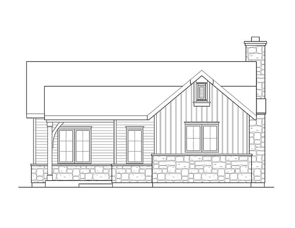 Cabin, Ranch, Traditional House Plan 45152 with 1 Beds, 1 Baths Picture 3