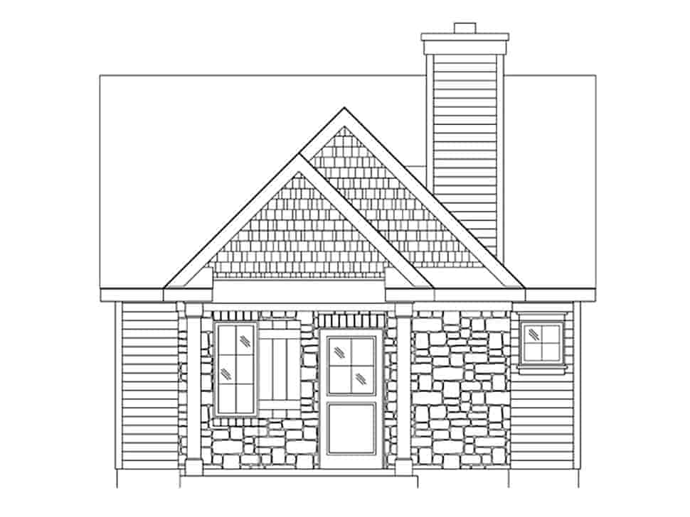 Bungalow, Cabin, Cottage, Craftsman, Narrow Lot, One-Story House Plan 45166 with 1 Beds, 1 Baths Picture 3