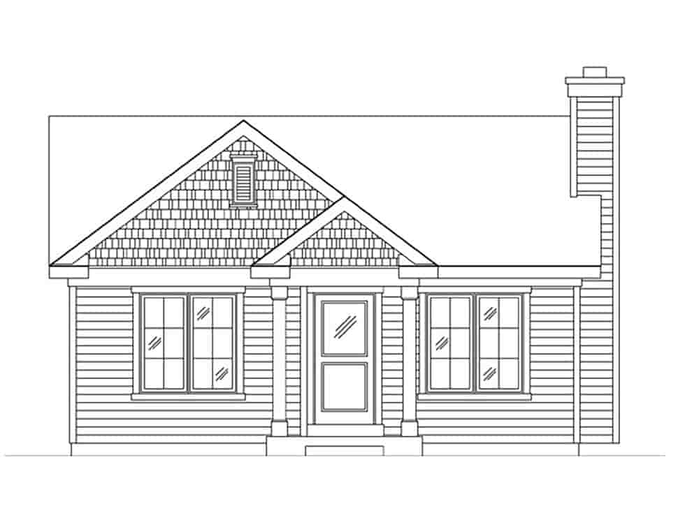 Bungalow, Cabin, Cottage, Narrow Lot, One-Story House Plan 45167 with 1 Beds, 1 Baths Picture 3