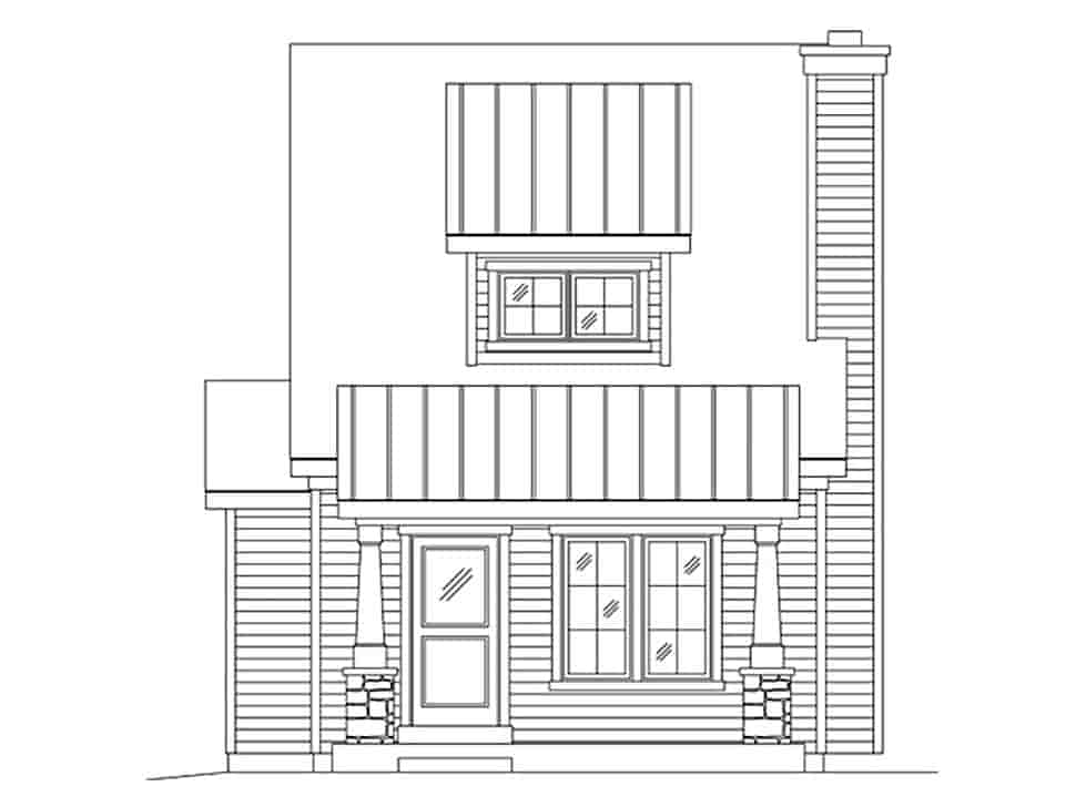Craftsman, Narrow Lot House Plan 45170 with 1 Beds, 2 Baths Picture 3