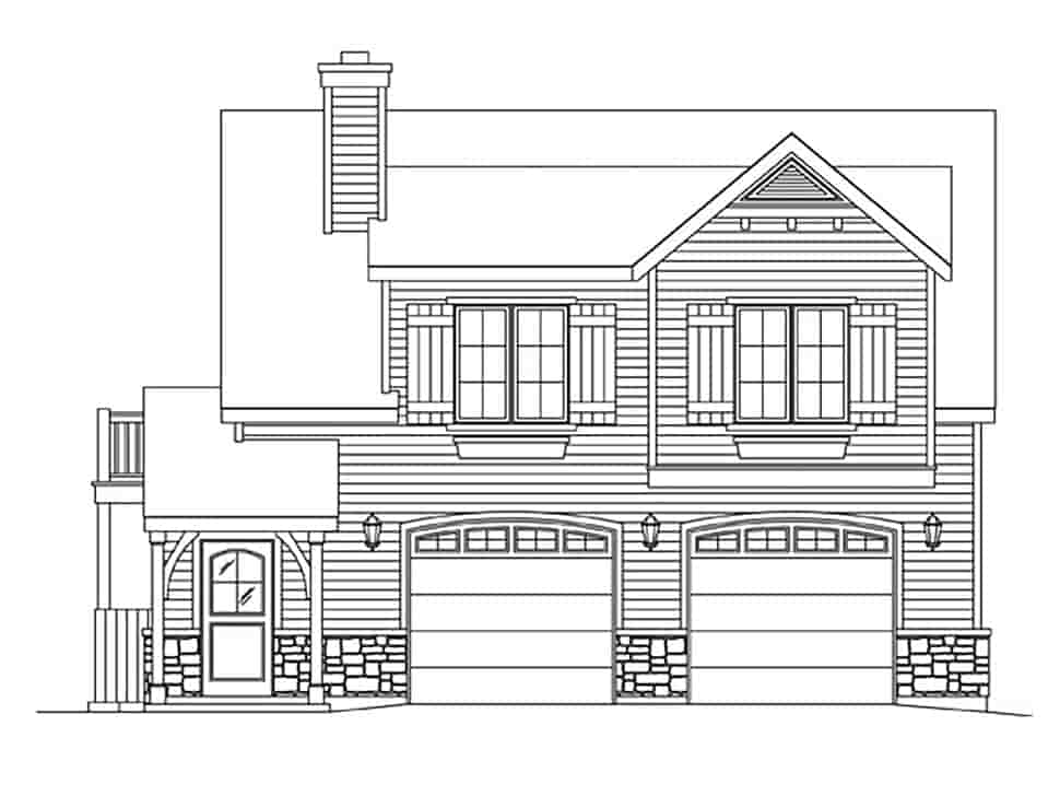 Farmhouse, Traditional 2 Car Garage Apartment Plan 45183 with 1 Beds, 1 Baths Picture 3