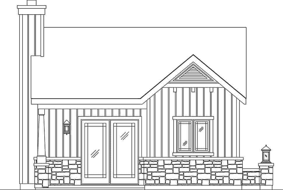 Bungalow, Cottage, Narrow Lot, One-Story House Plan 45186 with 1 Beds, 1 Baths Picture 3