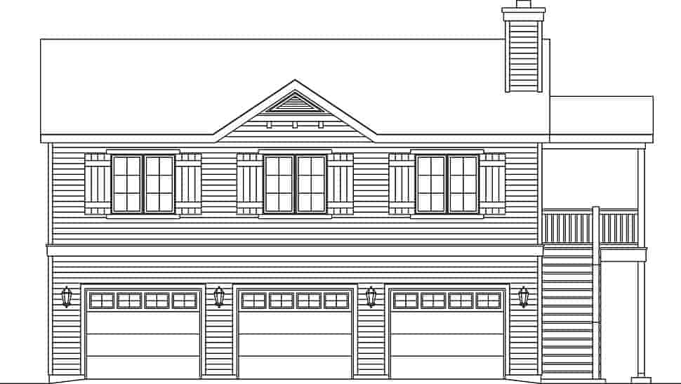 Traditional 3 Car Garage Apartment Plan 45192 with 2 Beds, 2 Baths Picture 3