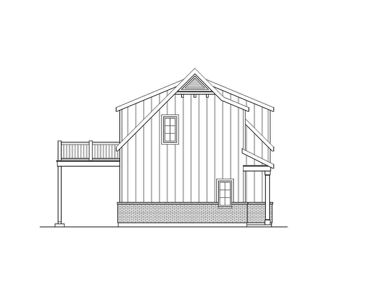 Country, Craftsman, Traditional 2 Car Garage Plan 45193 with 1 Beds, 1 Baths Picture 2