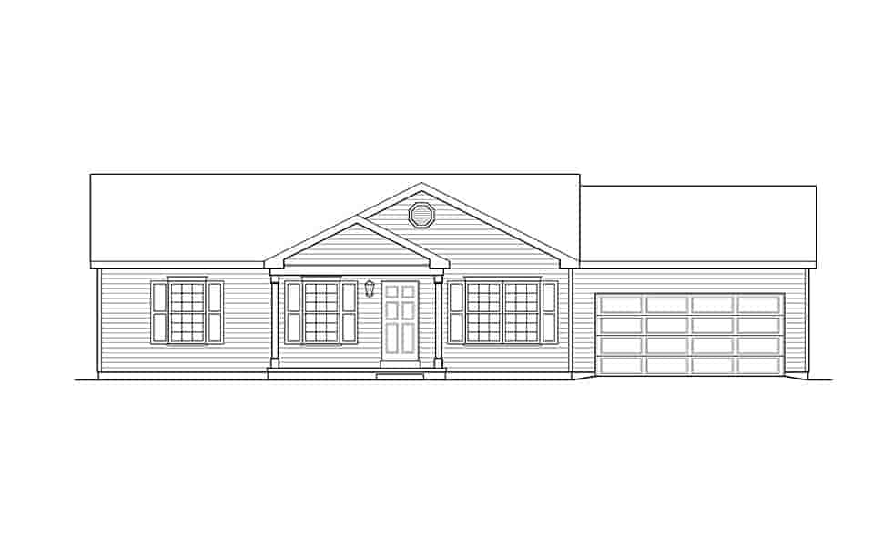 Ranch, Traditional House Plan 45194 with 3 Beds, 2 Baths, 2 Car Garage Picture 3