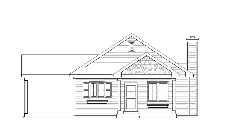 Ranch, Traditional House Plan 45195 with 3 Beds, 2 Baths, 1 Car Garage Picture 3