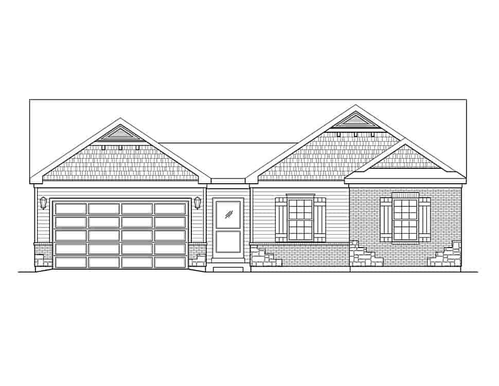 Ranch, Traditional House Plan 45199 with 3 Beds, 3 Baths, 2 Car Garage Picture 3