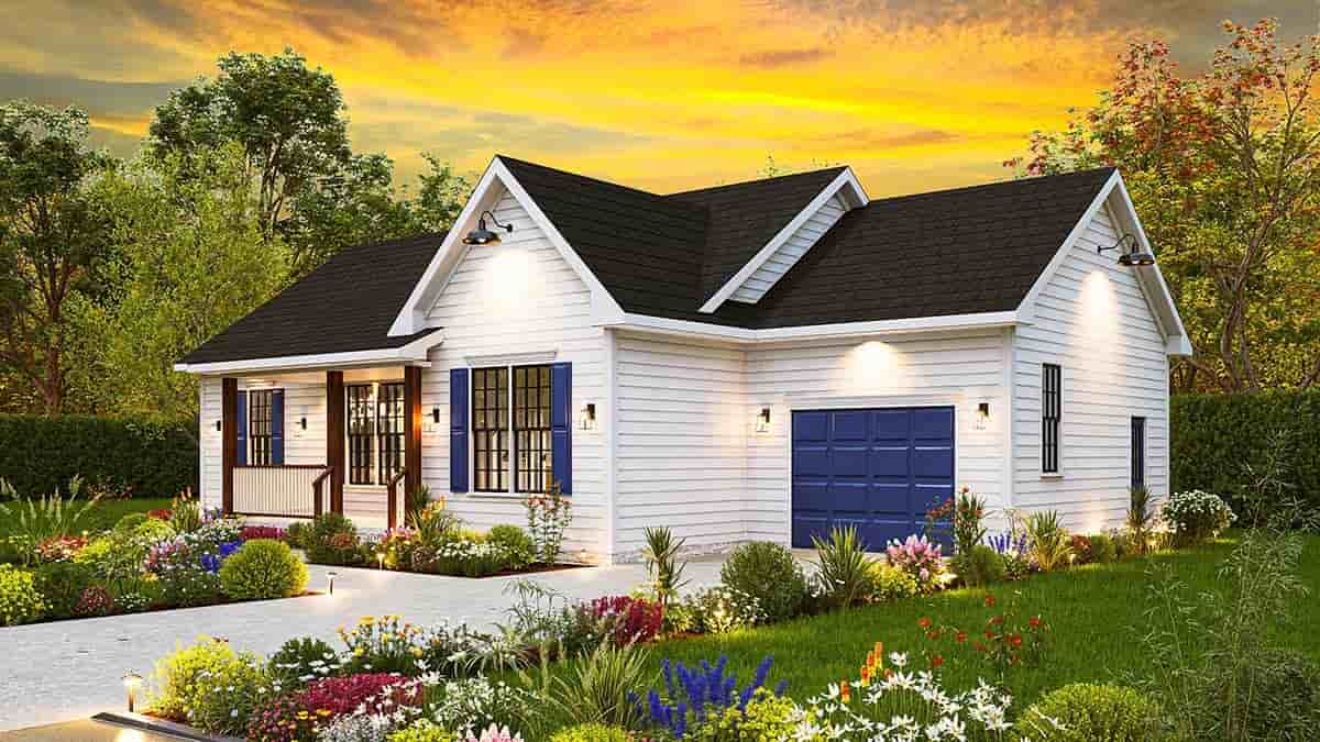 One-Story, Ranch, Traditional House Plan 45341 with 3 Beds, 2 Baths, 1 Car Garage Picture 1