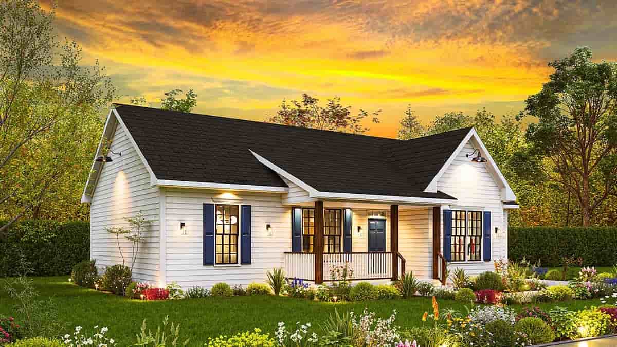 One-Story, Ranch, Traditional House Plan 45341 with 3 Beds, 2 Baths, 1 Car Garage Picture 2