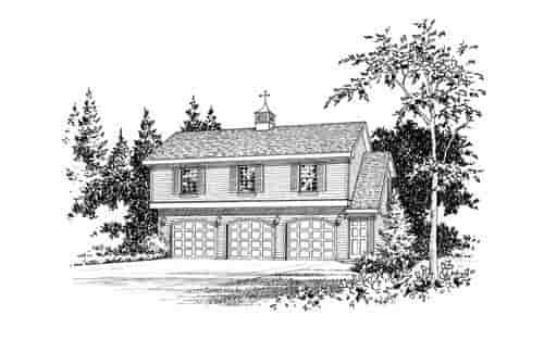 Country 3 Car Garage Apartment Plan 49029 with 2 Beds, 1 Baths Picture 3