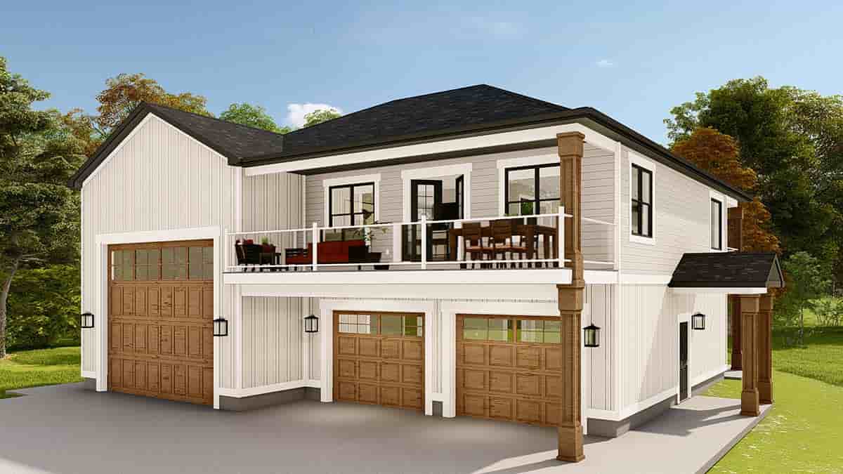 Country, Farmhouse, Traditional Garage-Living Plan 50546 with 1 Beds, 2 Baths, 3 Car Garage Picture 1