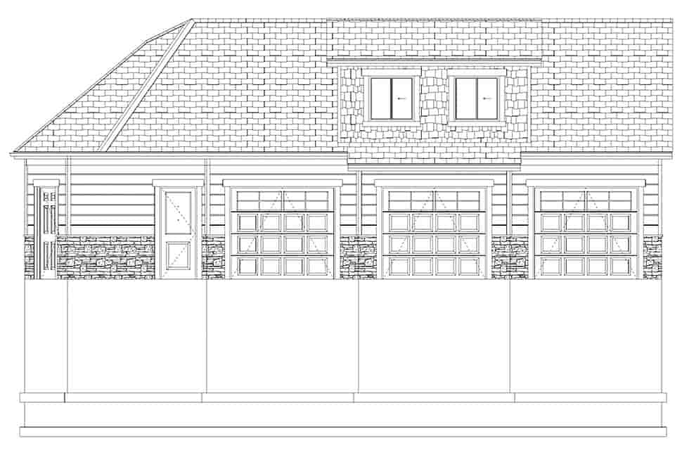 Craftsman, Traditional Garage-Living Plan 50563 with 1 Beds, 1 Baths, 3 Car Garage Picture 16