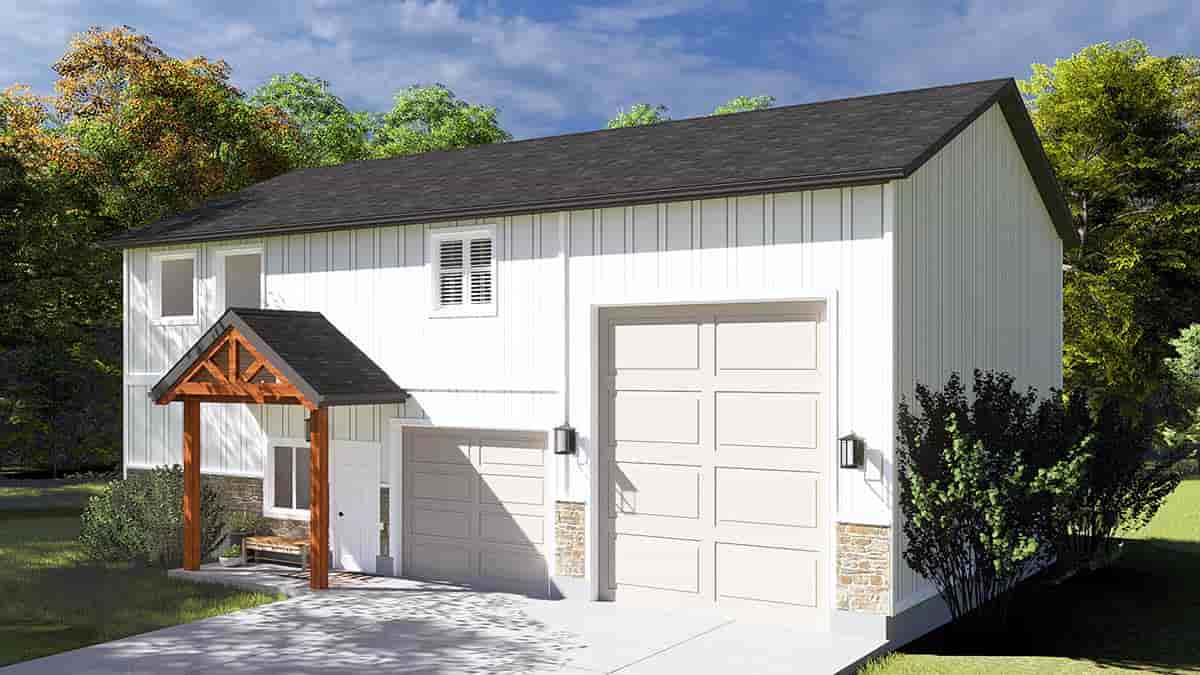 Craftsman, Farmhouse, Traditional Garage-Living Plan 50567 with 2 Beds, 1 Baths, 2 Car Garage Picture 1