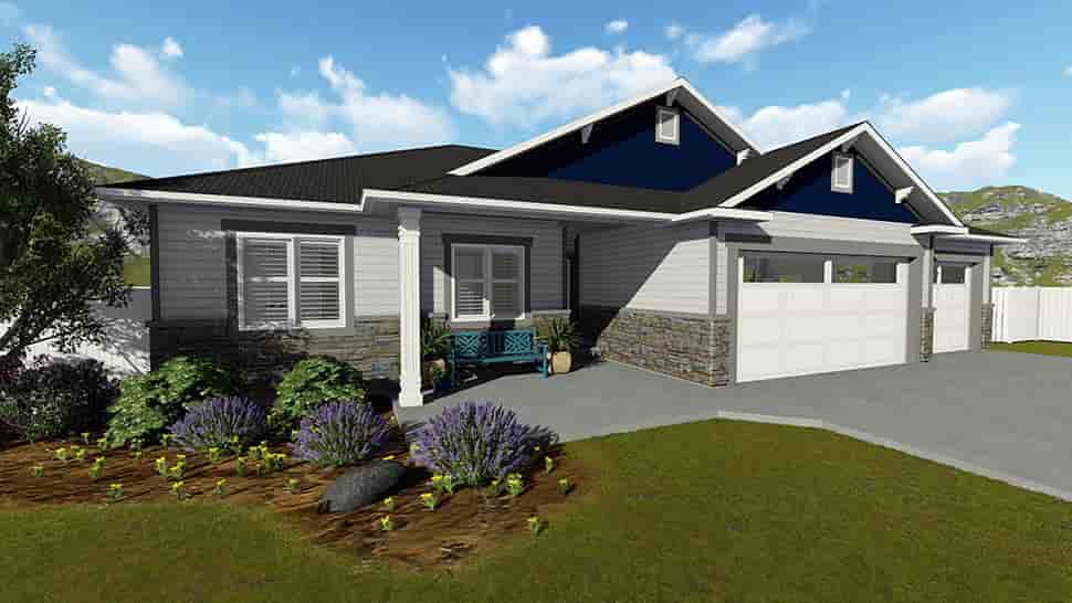 Craftsman, Traditional House Plan 50584 with 5 Beds, 3 Baths, 3 Car Garage Picture 2