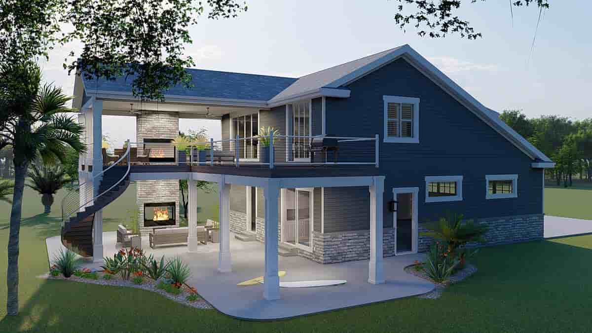Cottage, Craftsman, Traditional Garage-Living Plan 50585 with 1 Beds, 3 Baths, 2 Car Garage Picture 2