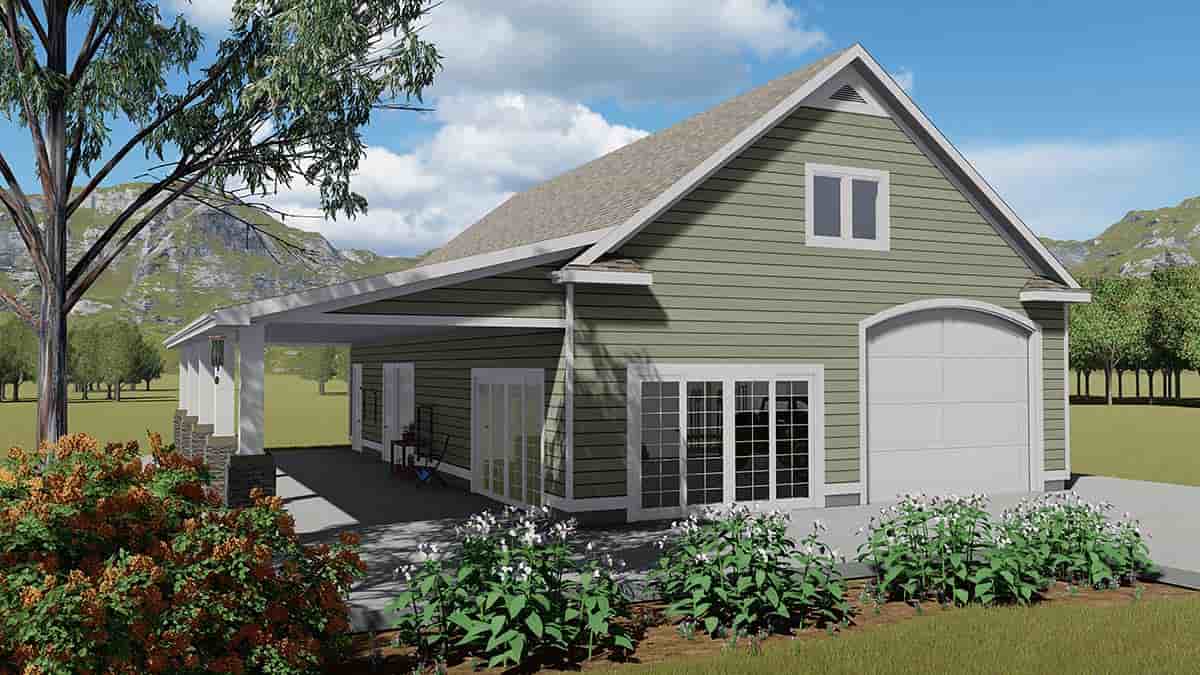 Country, Traditional Garage-Living Plan 50591 with 1 Beds, 2 Baths, 3 Car Garage Picture 2