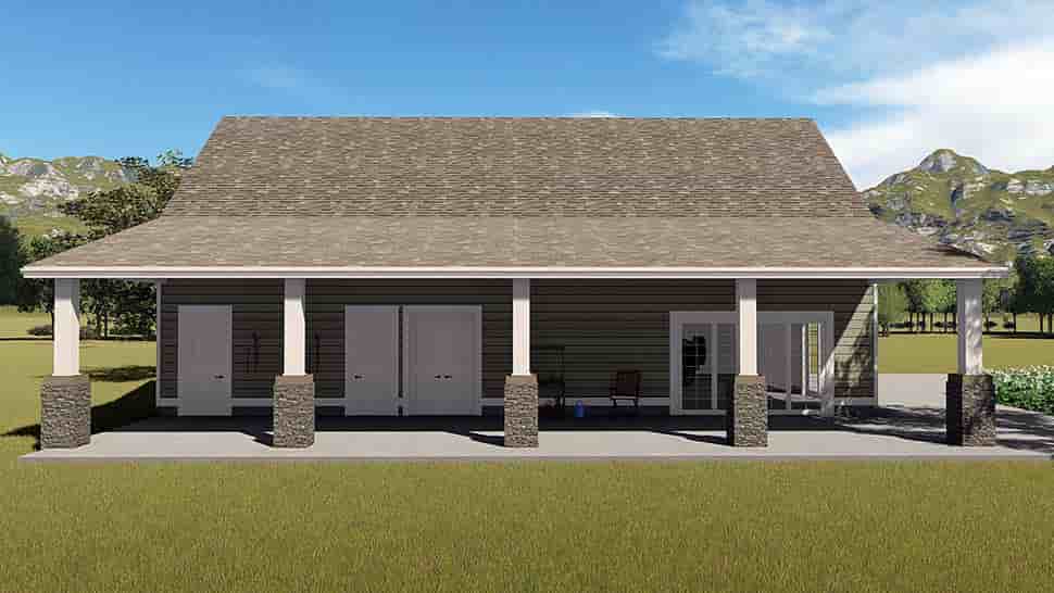 Country, Traditional Garage-Living Plan 50591 with 1 Beds, 2 Baths, 3 Car Garage Picture 3