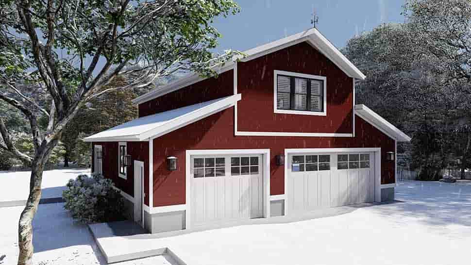 Barndominium, Country, Farmhouse Garage-Living Plan 50592 with 1 Beds, 2 Baths, 4 Car Garage Picture 3