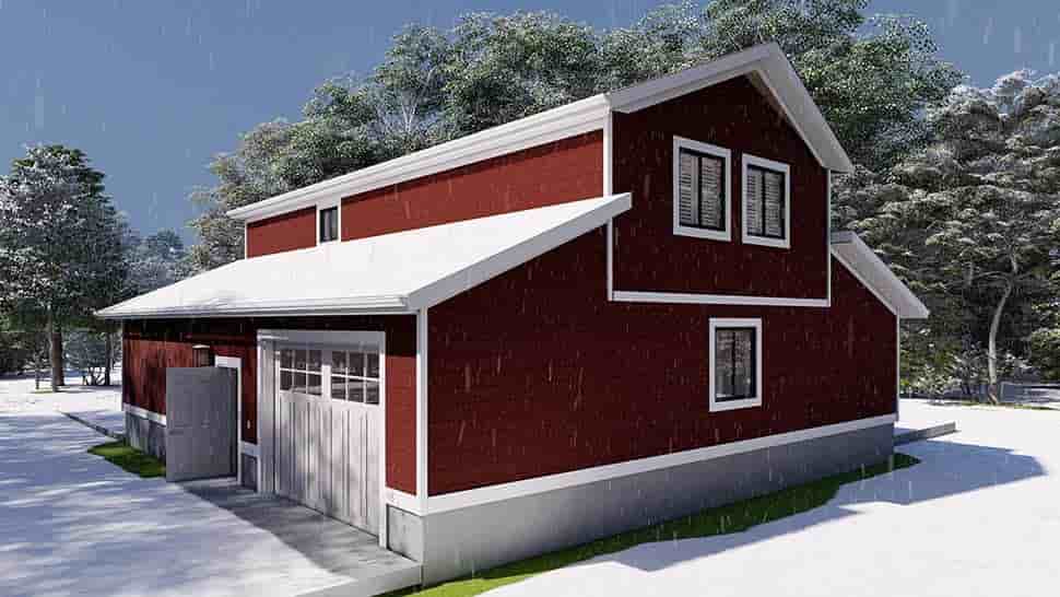 Barndominium, Country, Farmhouse Garage-Living Plan 50592 with 1 Beds, 2 Baths, 4 Car Garage Picture 4