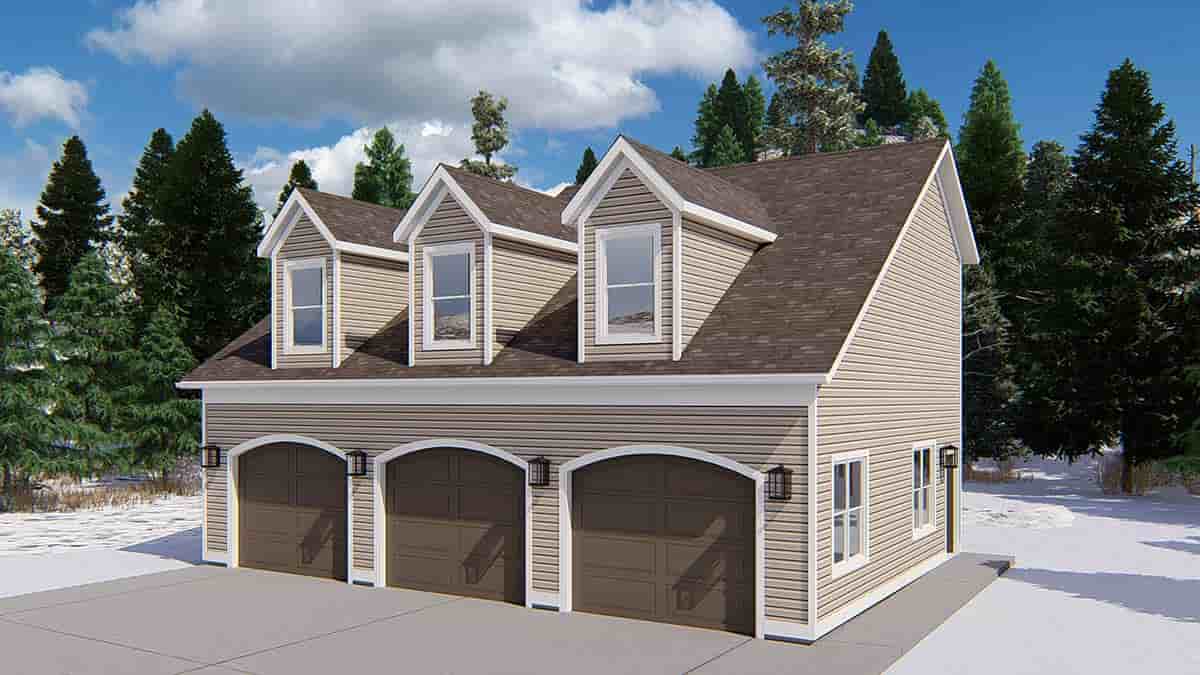 Country, Traditional 3 Car Garage Apartment Plan 50594 Picture 1