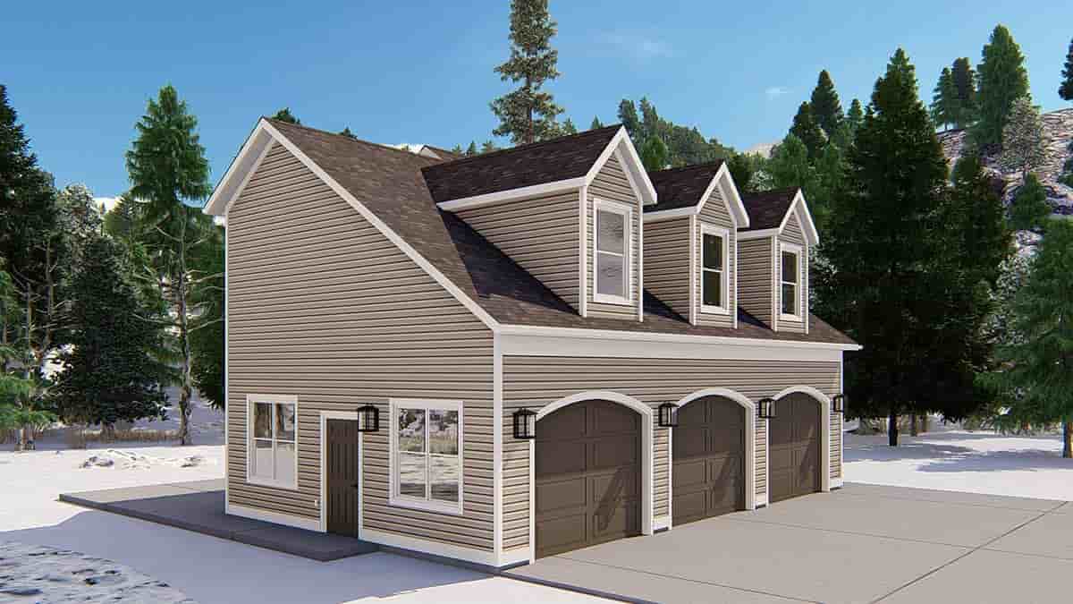 Country, Traditional 3 Car Garage Apartment Plan 50594 Picture 2