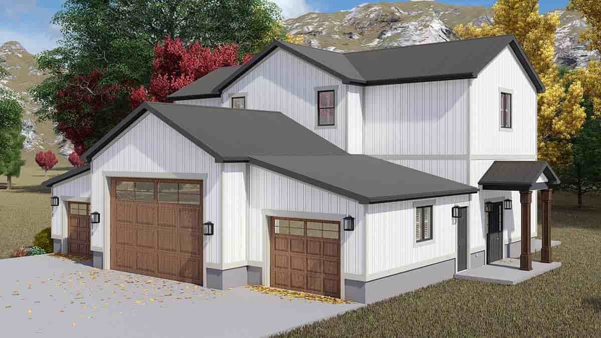 Barndominium, Country, Farmhouse Garage-Living Plan 50596 with 2 Beds, 3 Baths, 2 Car Garage Picture 1